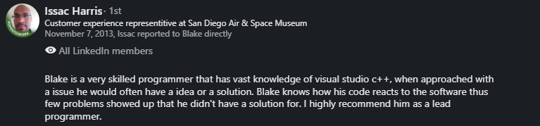 LinkedIn recommendation from Issac