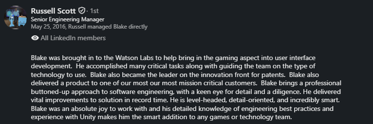 LinkedIn recommendation from Russell